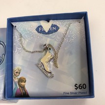 Disney Frozen Fine Jewelry Collection Ice Skate Pendant Necklace Silver ... - £14.98 GBP