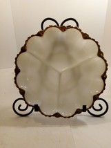 Vintage Anchor Hocking Fire King Milk Glass Divided 3 Section Plate with... - $19.80