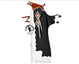 Black and White Softy Leather Western Chinks/Chaps  Floral Tolled With F... - $2,601.55 MXN+