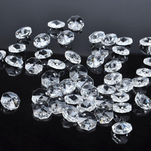 H&amp;D 50Pcs 18Mm Clear Crystal 2 Hole Octagon Beads Glass Chandelier Prisms Lamp H - £11.00 GBP
