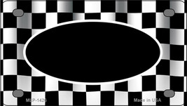 Waving Checkered Flag With Black Center Oval Novelty Mini Metal License Plate Ta - £11.95 GBP
