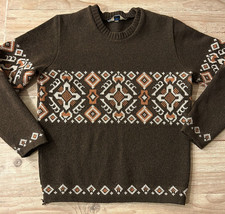 VINTAGE Norsewear Sweater Mens Slim Fit Medium Brown New Zealand Wool Cr... - £46.99 GBP