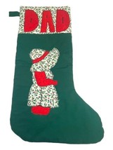 Vintage Applique DAD handmade Christmas stocking patchwork bonnet Floral red 19” - £22.48 GBP