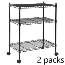 2Pcs 3-Tier Wire Shelving Metal Wire Shelf Storage Rack Durable Organize... - £82.55 GBP