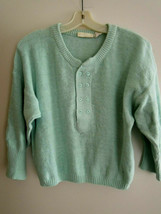 Ladies Henley Top Size L Mint Green 3/4 Sleeve Cotton Knit VICTORIAS SEC... - £9.17 GBP