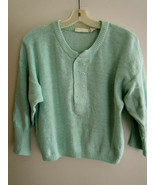 Ladies Henley Top Size L Mint Green 3/4 Sleeve Cotton Knit VICTORIAS SEC... - £9.31 GBP