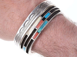 Heavy Vintage Zuni Channel inlay cuff bracelet - $576.92