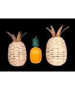 Wicker Rattan Woven Pineapples Lot of 2 PLUS Pineapple Candy Bowl Party ... - $696.46 MXN