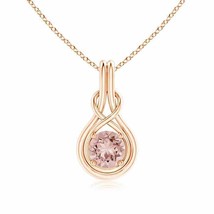 ANGARA Round Morganite Solitaire Infinity Knot Pendant in 14K Solid Gold - £759.20 GBP