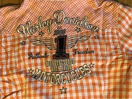 Harley Davidson Rare Orange Checker Harley Davidson Western Button Down Shirt - £22.10 GBP