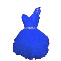 Kivary Women&#39;s Short One Shoulder Tulle Bow Beaded Sweetheart Prom Homecoming Dr - £102.84 GBP