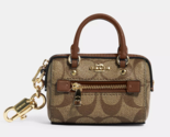 Coach Mini Rowan Satchel Bag Charm Signature Jacquard Coin Case Key Fob ... - $94.05