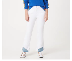 Peace Love World White Denim Jeans with Contrast Hem White Denim Size 6 - £15.49 GBP