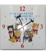 DECORATIVE BATTERY OPERATED NOVELTY MANTEL DESK SHELF CLOCK CATS NEVER TOO MANY - €13,73 EUR