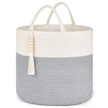 Woven Storage Basket Decorative Rope Basket Wooden Bead Decoration For B... - £35.65 GBP