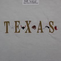Texas Shirt Mens L White Power Pro Embroidered Casual Crew Neck Tee by O... - €15,89 EUR