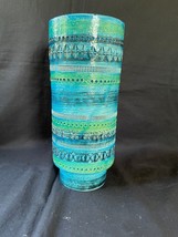 Aldo Londi for Bitossi. Large Cylindrical vase in Rimini-blue glazed ceramics - £280.48 GBP