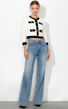 2025 Nwt Authentic Alice + Olivia Claira Cardigan Jacket In Soft White/Blk $440 - $229.00