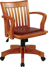 Osp Home Furnishings Deluxe Wood Banker&#39;S Desk Chair With Padded Seat, - $324.99