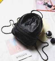 Women Leather Backpacks Mini Daily Backpacks Black Small Backpacks - $30.00
