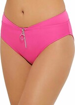 Hula Honey Juniors Zippered High-Waist Bikini Bottoms Pink L - $150.57 MXN