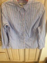 BANANA REPUBLIC WOMENS BLUE STRIPED LONGSLEEVE TOP - SIZE 8 - FREE SHIPPING - $21.19