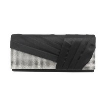 New Model s Crystal Rhinestone Diamante Clutch Bag Pleated Drape Satin Evening B - £53.78 GBP