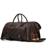 Travel Bag with shoe Pouch Weekend Bag Leather Duffle bag with shoe Comp... - €136,28 EUR+