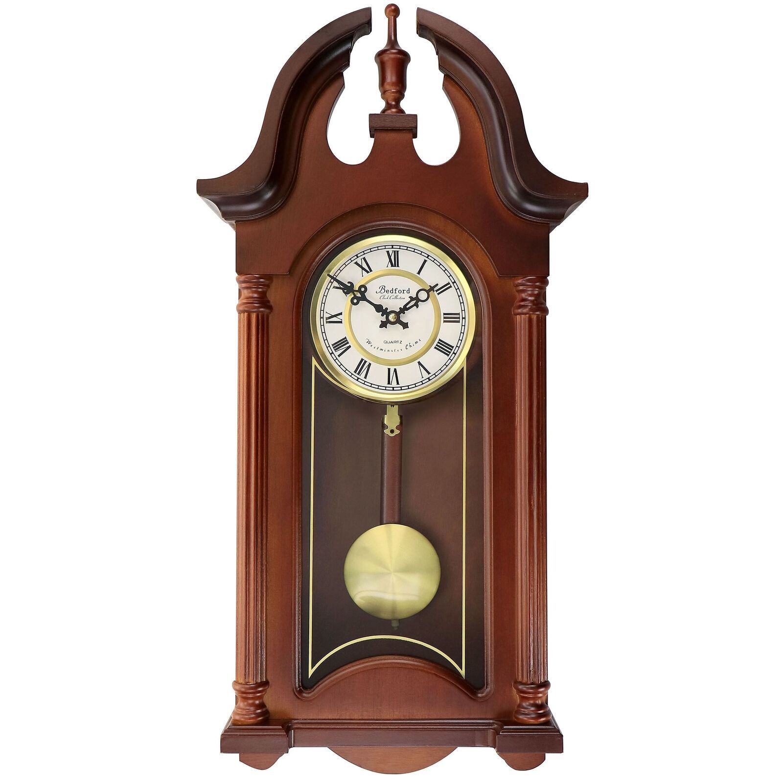 Bedford Clock Collection Delphine 27 Inch Mahogany Chiming Pendulum Wall Clock - £123.53 GBP
