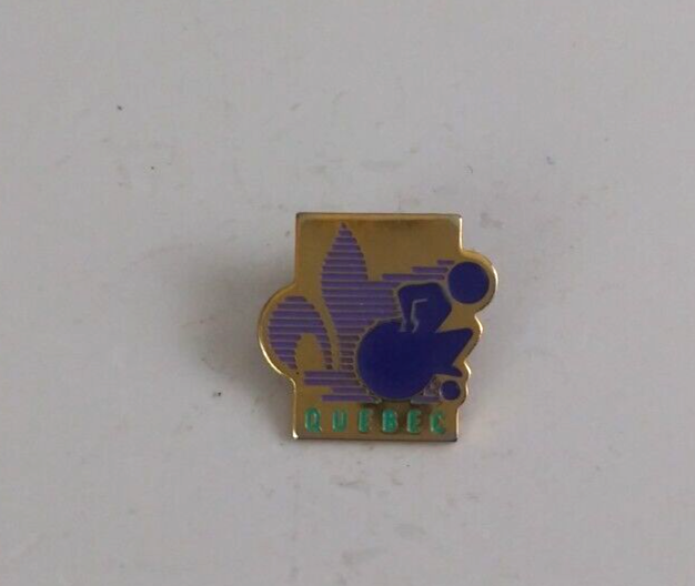 Vintage Quebec Purple &amp; Gold Tone Lapel Hat Pin - $8.42
