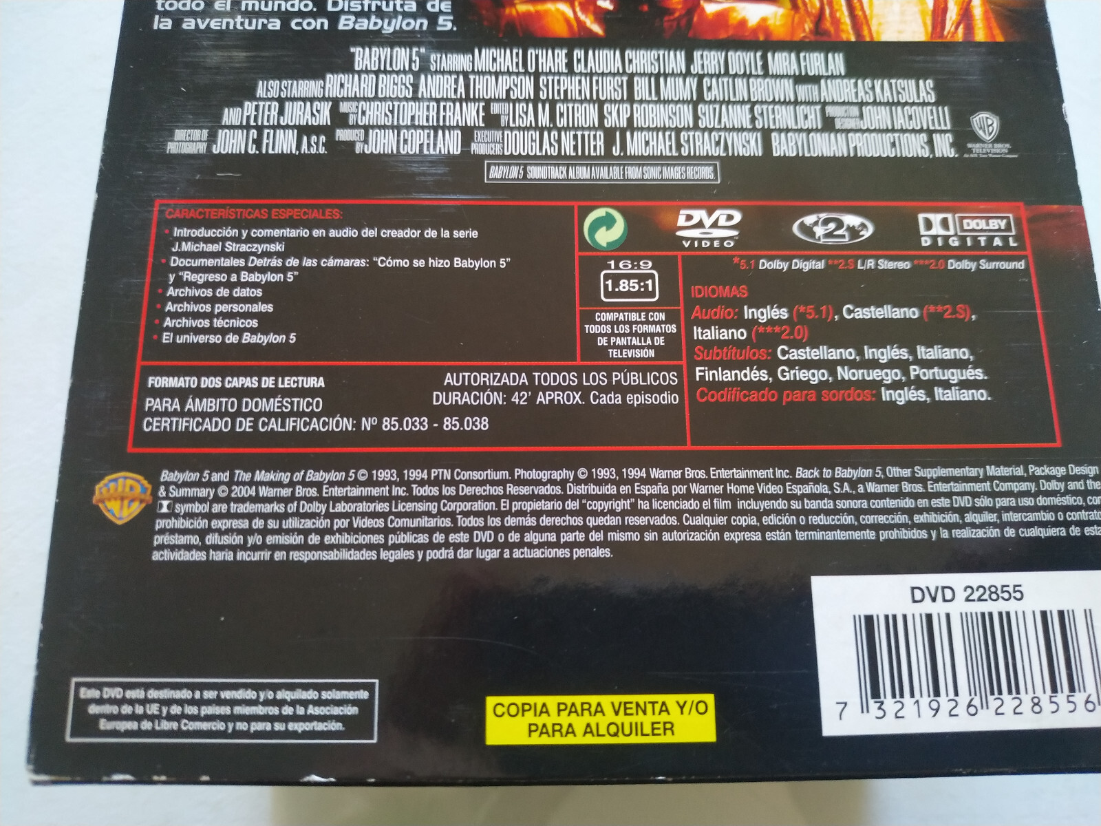Babylon 5 First Season 1 Complete - 6 X DVD Spanish English 3T Esp Item image 4