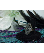 Vintage Hearts Marcasite 925 Sterling Silver Ring Sz 8  5.2Gr Filigree H... - $49.49