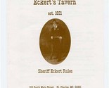 Eckert&#39;s Tavern Menu S Main St St Charles Missouri Sheriff Eckert Rules ... - $21.78