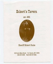 Eckert&#39;s Tavern Menu S Main St St Charles Missouri Sheriff Eckert Rules 2001 - £17.34 GBP
