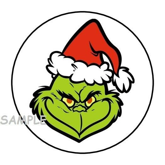 30 GRINCH ENVELOPE SEALS LABELS STICKERS 1.5" ROUND CHRISTMAS PARTY FAVORS GIFTS