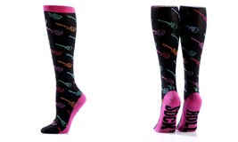 Musical Women's Premium Knee Socks Yo Sox Fits Size 6 to 10 Cotton  Pink Black