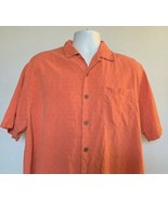Tommy Bahama Silk Button Front Shirt Tropical Mens Medium Textured Salmo... - £19.34 GBP
