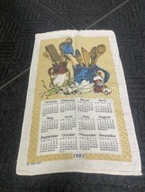 1983 Calendar All Pure Linen Tea Towel Wooden Utensils, Spices and Mushroom - £8.44 GBP