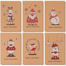 BEST PAPER GREETINGS Christmas Cards 36 Pack 4x6 Kraft Paper Red White Envelopes - €11,51 EUR