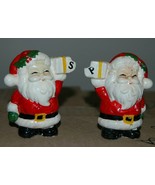 Vintage Santa Claus Holding Present Salt &amp; Pepper Set Christmas Festive ... - £15.23 GBP