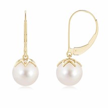 ANGARA Freshwater Pearl Drop Earrings in 14K Gold (AAAA, 8MM) - £284.74 GBP