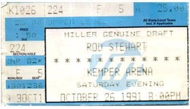 Vintage Rod Stewart Ticket Stub Octobe 26 1991 Kansas City Missouri - £19.84 GBP