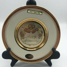 The Art Of Chokin 24kt Gold Edge Japan Decorative Happy 50th Anniversary Plate  - £12.51 GBP