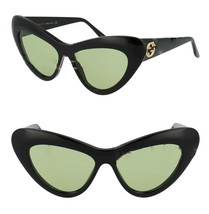 GUCCI 0895 Black Green Cat Eye Runway Gg0895s 003 Fashion Chunky Sunglasses - £183.99 GBP