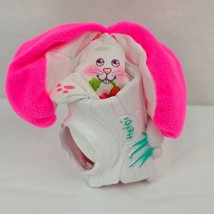 Vintage Fisher Price Smooshees Heidi White &amp; Pink Bunny rabbit 1987 - £11.86 GBP