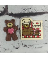 Vintage Bear Refrigerator Fridge Magnet I love Chocolate Lot of 2  - $19.79