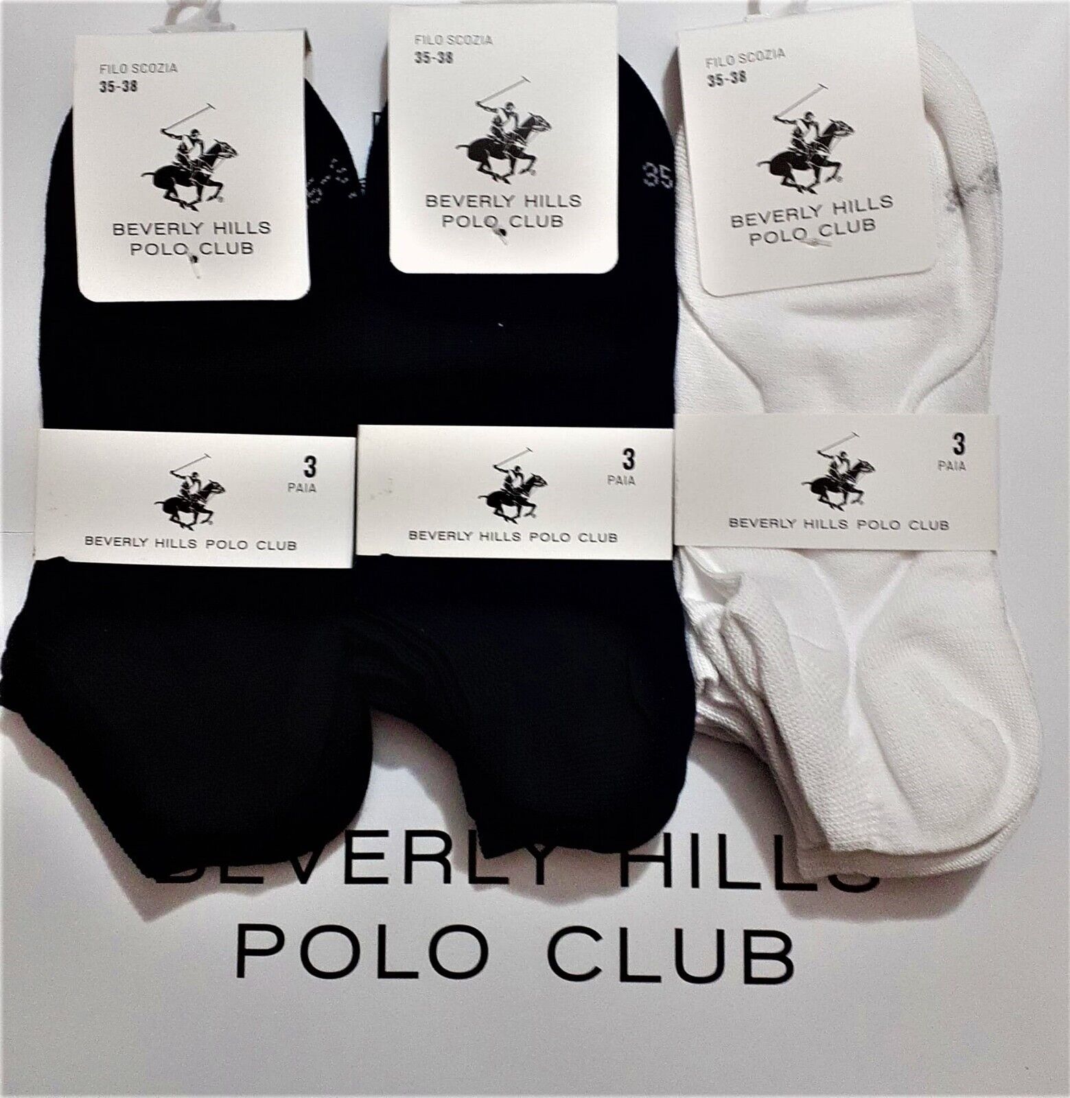 3 Fantasmini Hommes Unisexe beverly Hills Polo Club Fil Coton Mini Bas C... - $6.44