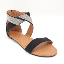 Olivia Miller Women Ankle Strap Sandals Day Dreamer Size US 8 Black Rhinestones - £14.80 GBP