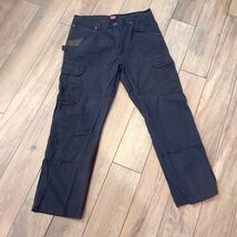 Wrangler Workwear cargo carpenter pants mens sz 36x32 black ripstop doub... - $29.00