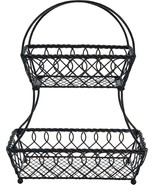 Mikasa Loop and Lattice 2-Tier Flatback Metal Fruit Basket, Antique Black - €25,85 EUR
